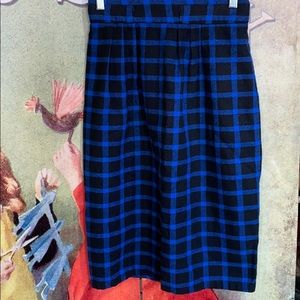 Vintage blue & black checkered skirt